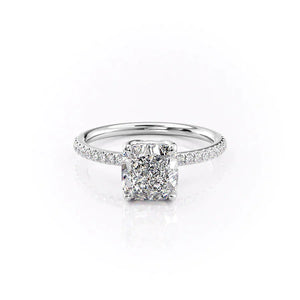 The Alison Set  With A 2 Carat Cushion 14K White Gold Moissanite