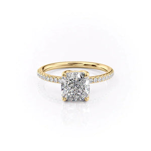 The Alison Set  With A 4.5 Carat Cushion 14K Yellow Gold Moissanite