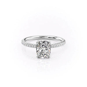 The Pave Alison Set With A 2 Carat E. Cushion 14K White Gold Lab Diamond