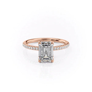 The Alison Set  With A 5 Carat Emerald 14K Rose Gold Moissanite