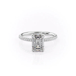 The Alison Set  With A 3 Carat Emerald 14K White Gold Moissanite