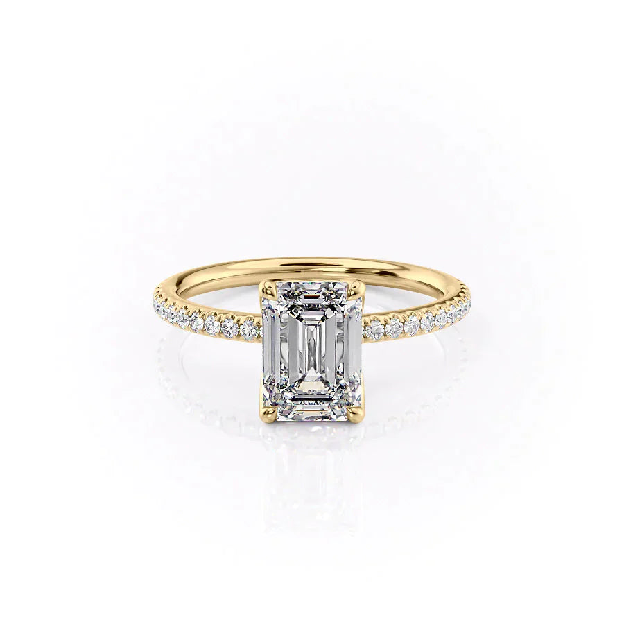 The Alison Set With A 2 Carat Emerald 14K Yellow Gold Lab Diamond