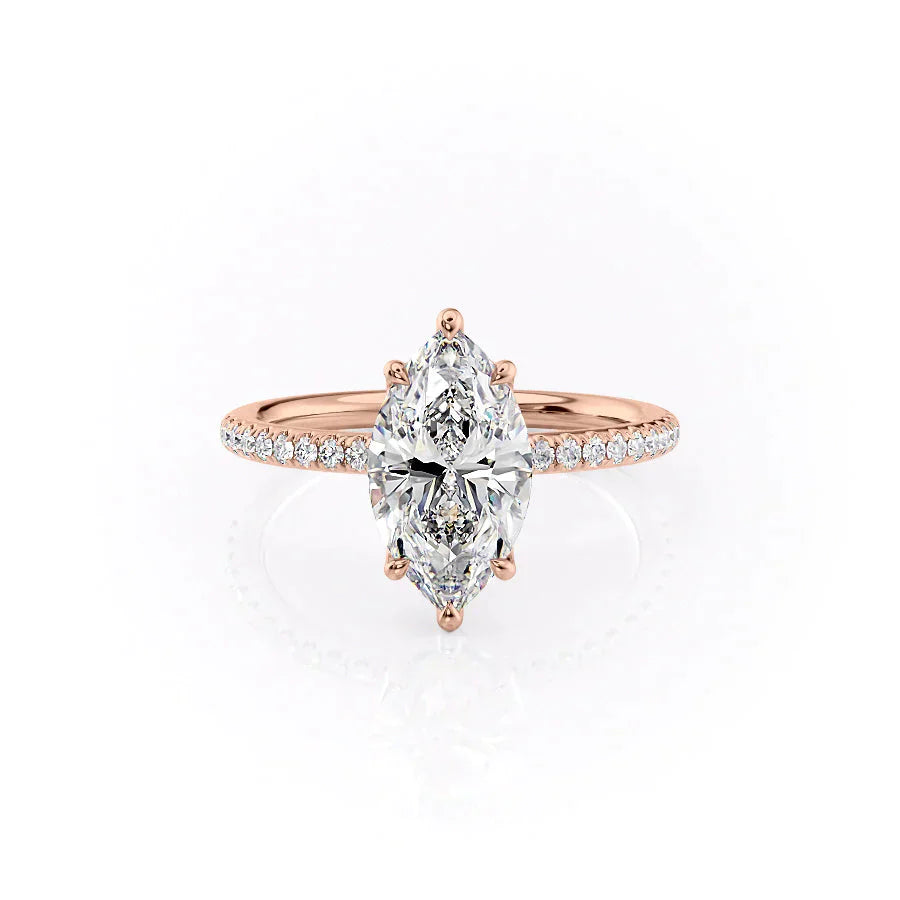The Alison Set With A 2.5 Carat Marquise 14K Rose Gold Lab Diamond