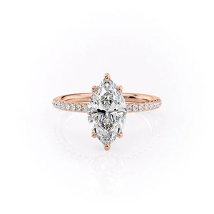 The Alison Set  With A 3 Carat Marquise 14K Rose Gold Moissanite