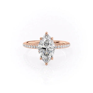 The Alison Set With A 3 Carat Marquise 14K Rose Gold Lab Diamond