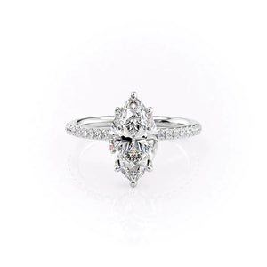 The Pave Alison Set With A 2 Carat Marquise 18K White Gold Lab Diamond