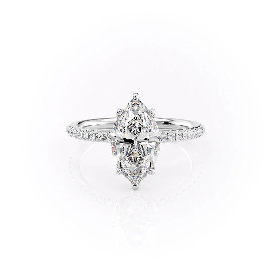 The Alison Set  With A 2.5 Carat Marquise 18K White Gold Moissanite