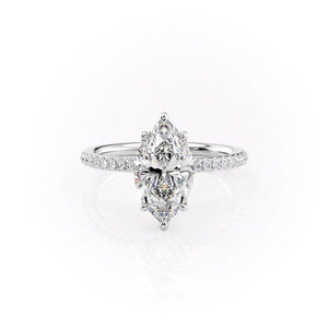 The Alison Set  With A 2.5 Carat Marquise 18K White Gold Moissanite