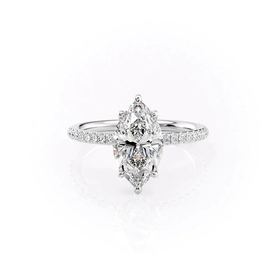 The Alison Set With A 1 Carat Marquise 14K White Gold Lab Diamond