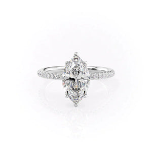 The Alison Set With A 1 Carat Marquise 14K White Gold Lab Diamond