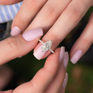 The Pave Alison Set With A 2.5 Carat Marquise 18K White Gold Lab Diamond