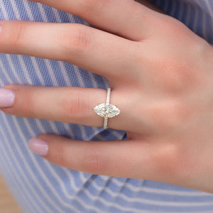 The Alison Set  With A 5 Carat Marquise 14K White Gold Moissanite