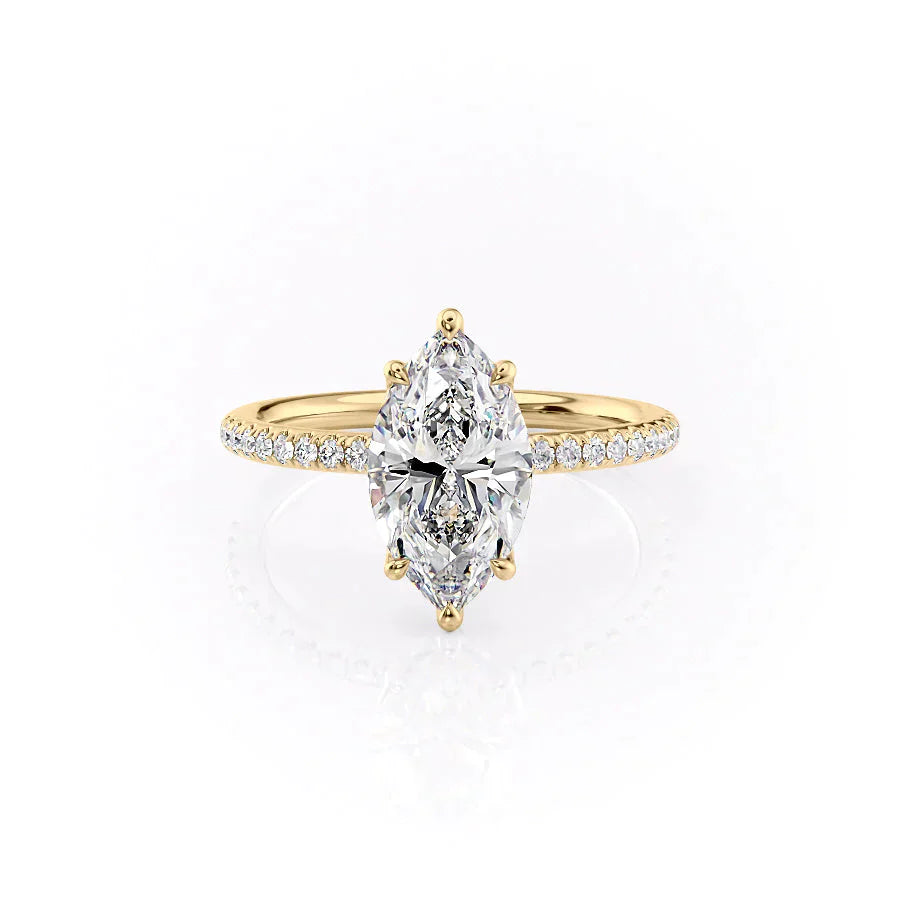 The Alison Set With A 2.5 Carat Marquise 18K Yellow Gold Lab Diamond