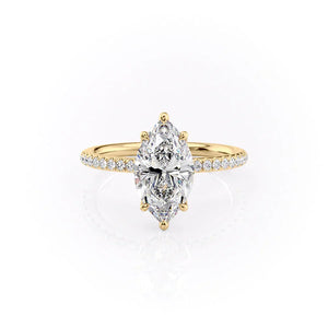 The Alison Set  With A 1.5 Carat Marquise 14K Yellow Gold Moissanite