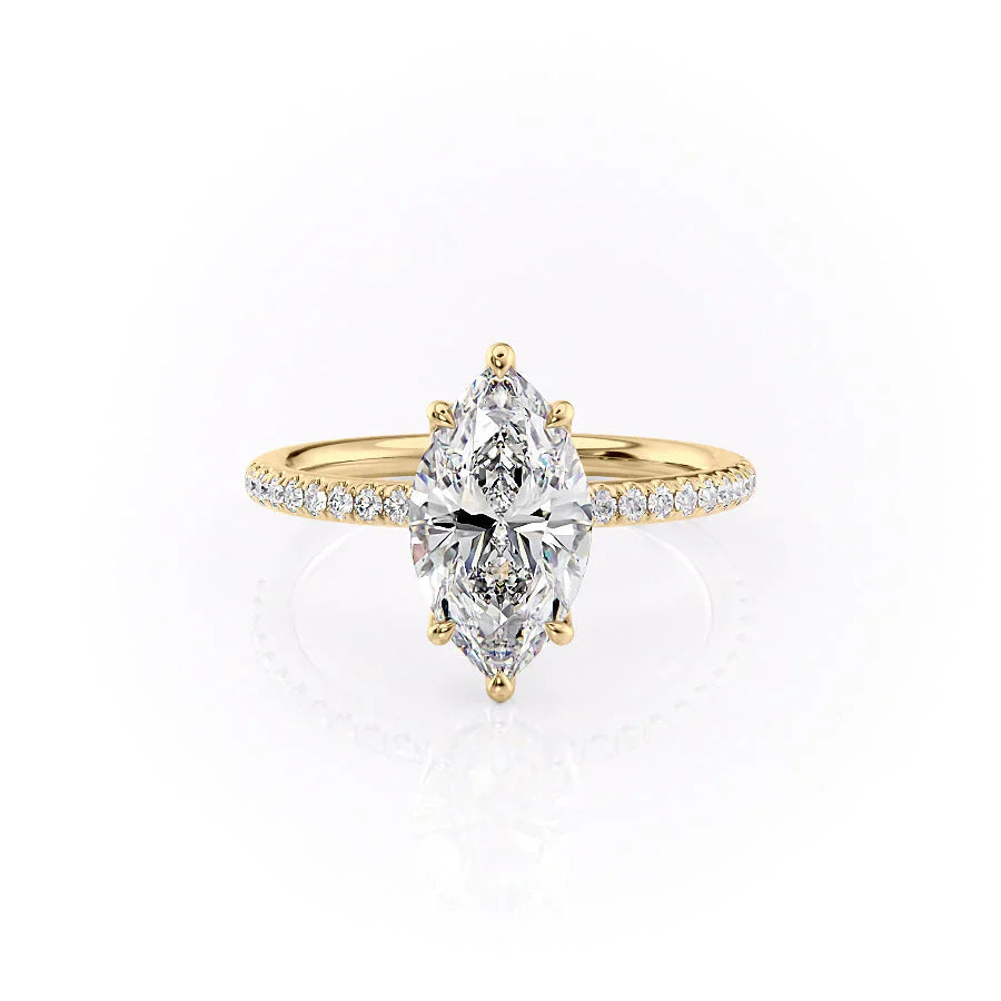 The Alison Set  With A 1 Carat Marquise 18K Yellow Gold Moissanite