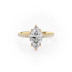 The Alison Set With A 2 Carat Marquise 18K Yellow Gold Lab Diamond
