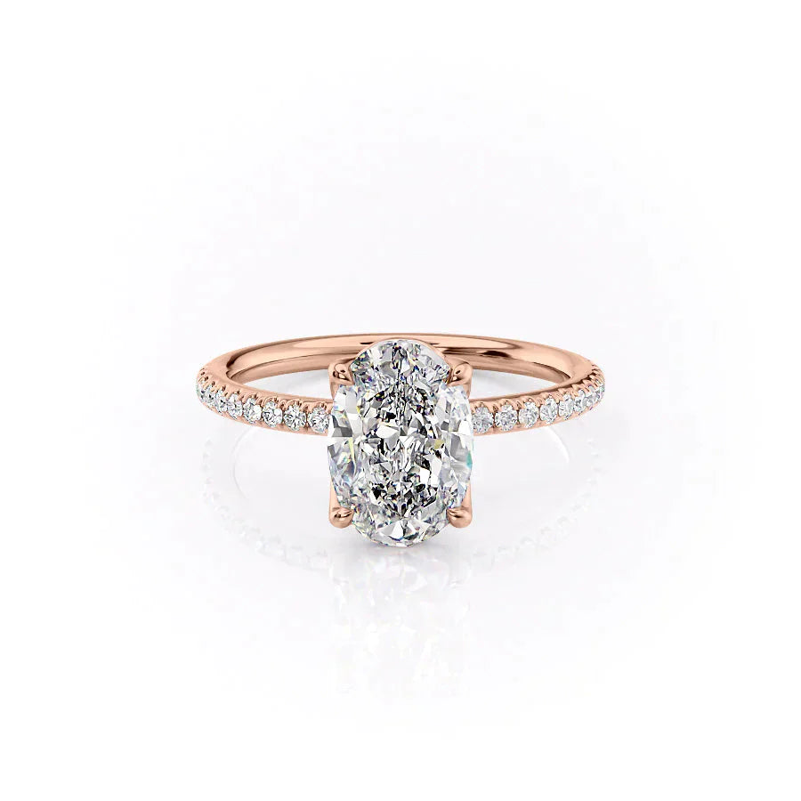 The Alison Set  With A 2.5 Carat Oval 14K Rose Gold Moissanite