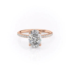 The Alison Set  With A 3 Carat Oval 14K Rose Gold Moissanite