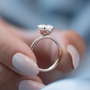The Pave Alison Set With A 2.5 Carat Oval 14K Rose Gold Lab Diamond