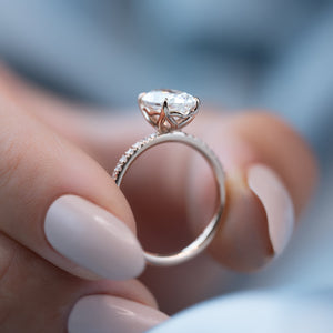 The Alison Set  With A 3 Carat Oval 14K Rose Gold Moissanite