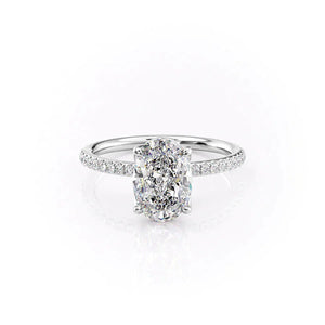 The Pave Alison Set With A 2.5 Carat Oval 14K White Gold Lab Diamond