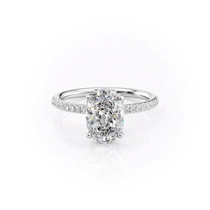 The Alison Set  With A 3 Carat Oval 14K White Gold Moissanite