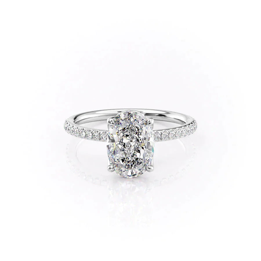 The Alison Set With A 2.5 Carat Oval 14K White Gold Lab Diamond