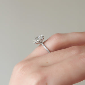 The Pave Alison Set With A 2 Carat Oval 18K White Gold Lab Diamond