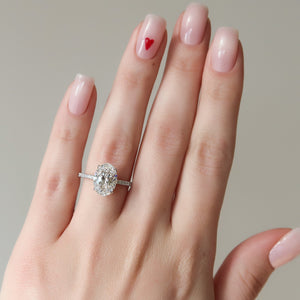 The Pave Alison Set With A 2.5 Carat Oval 14K White Gold Lab Diamond