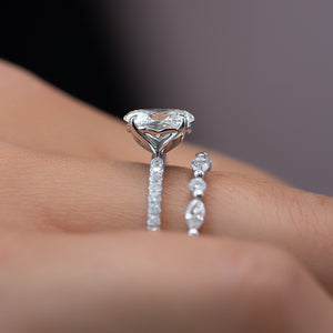 The Alison Set  With A 3 Carat Oval 14K White Gold Moissanite
