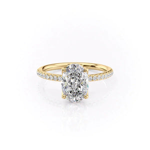 The Alison Set  With A 2 Carat Oval 18K Yellow Gold Moissanite