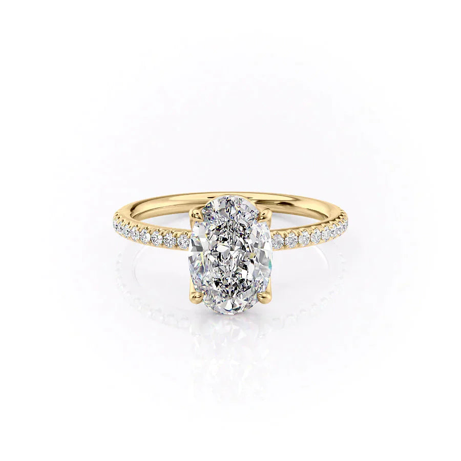 The Alison Set  With A 2.5 Carat Oval 18K Yellow Gold Moissanite