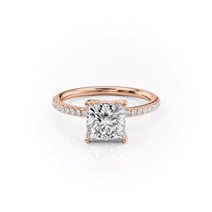 The Alison Set  With A 2.5 Carat Princess 14K Rose Gold Moissanite