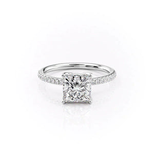 The Alison Set  With A 2.5 Carat Princess 14K White Gold Moissanite