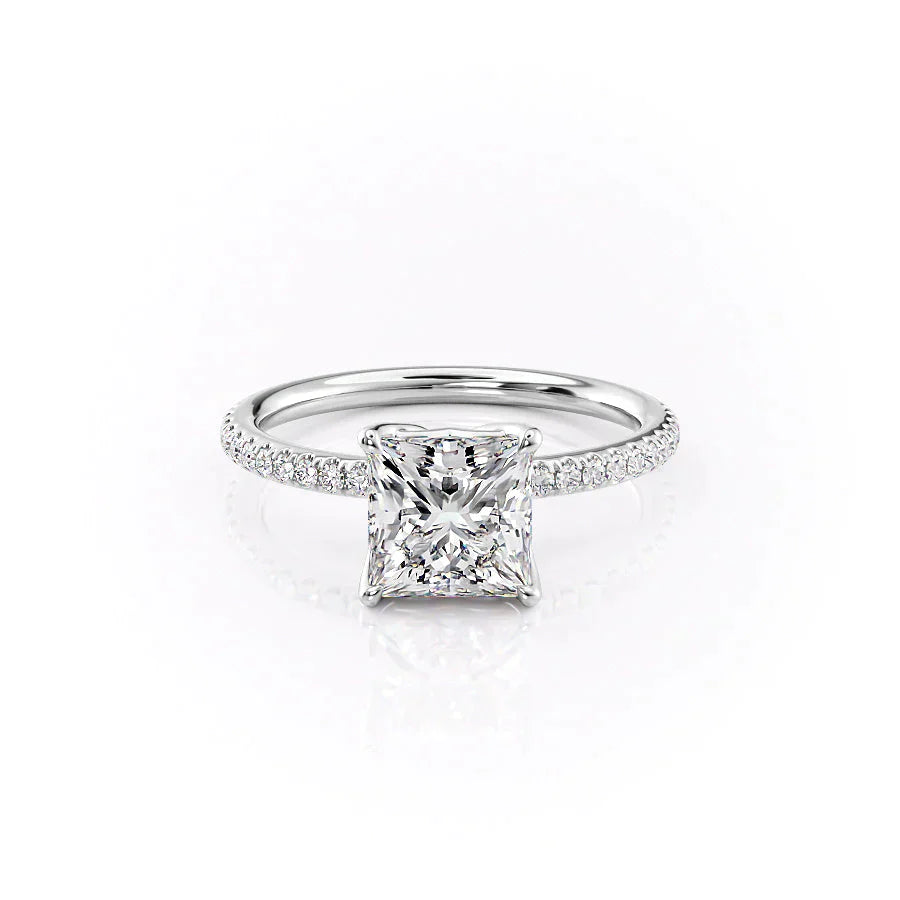 The Alison Set  With A 2.5 Carat Princess 18K White Gold Moissanite