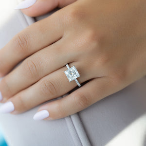 The Pave Alison Set With A 2 Carat Princess 18K White Gold Lab Diamond