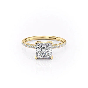 The Alison Set  With A 2.5 Carat Princess 18K Yellow Gold Moissanite