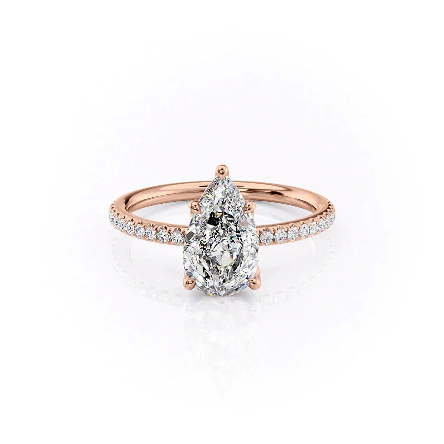 The Alison Set  With A 2 Carat Pear 14K Rose Gold Moissanite