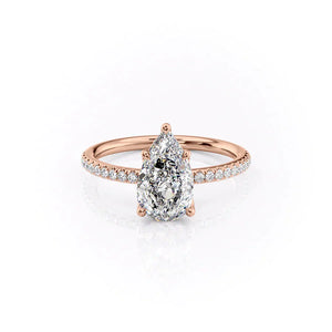 The Alison Set  With A 5 Carat Pear 14K Rose Gold Moissanite