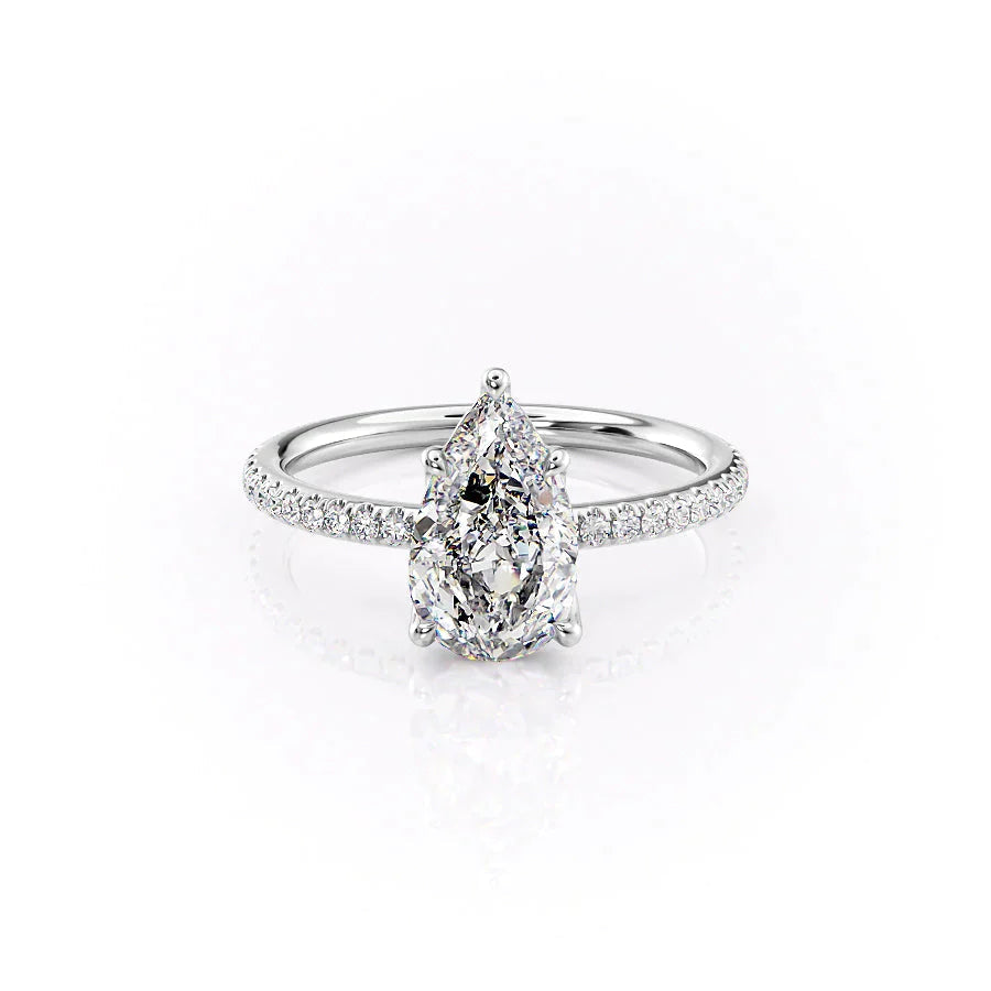 The Pave Alison Set With A 2 Carat Pear 18K White Gold Lab Diamond