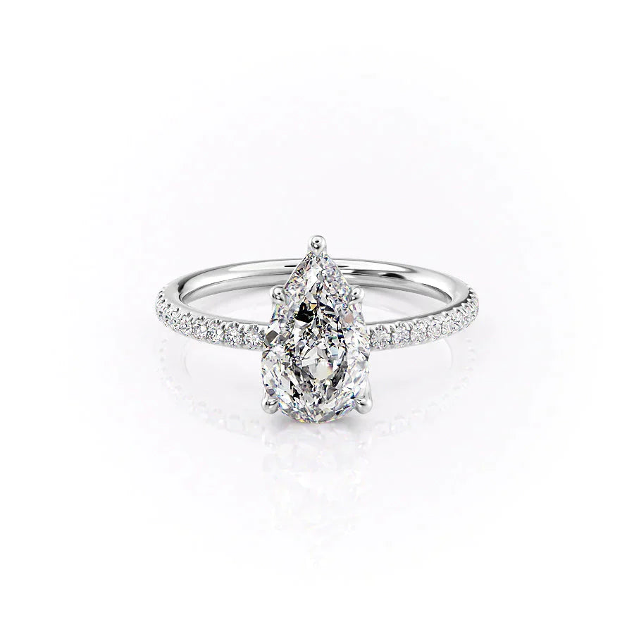 The Alison Set  With A 5 Carat Pear 18K White Gold Moissanite