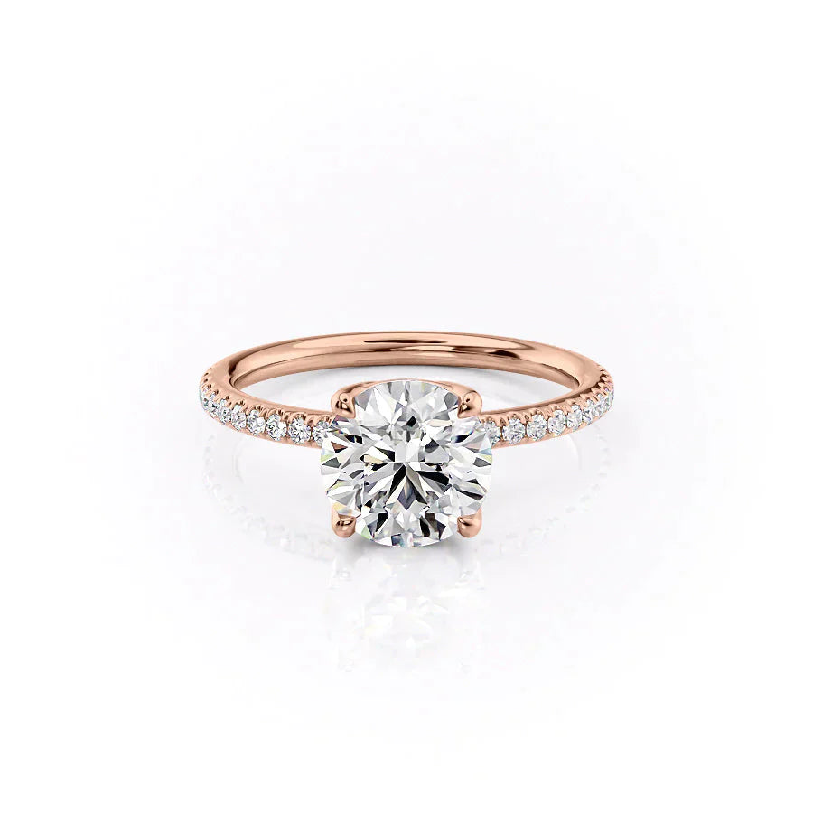 The Alison Set  With A 4 Carat Round 14K Rose Gold Moissanite
