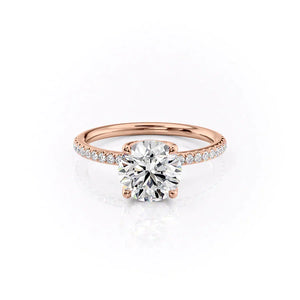 The Alison Set  With A 4 Carat Round 14K Rose Gold Moissanite