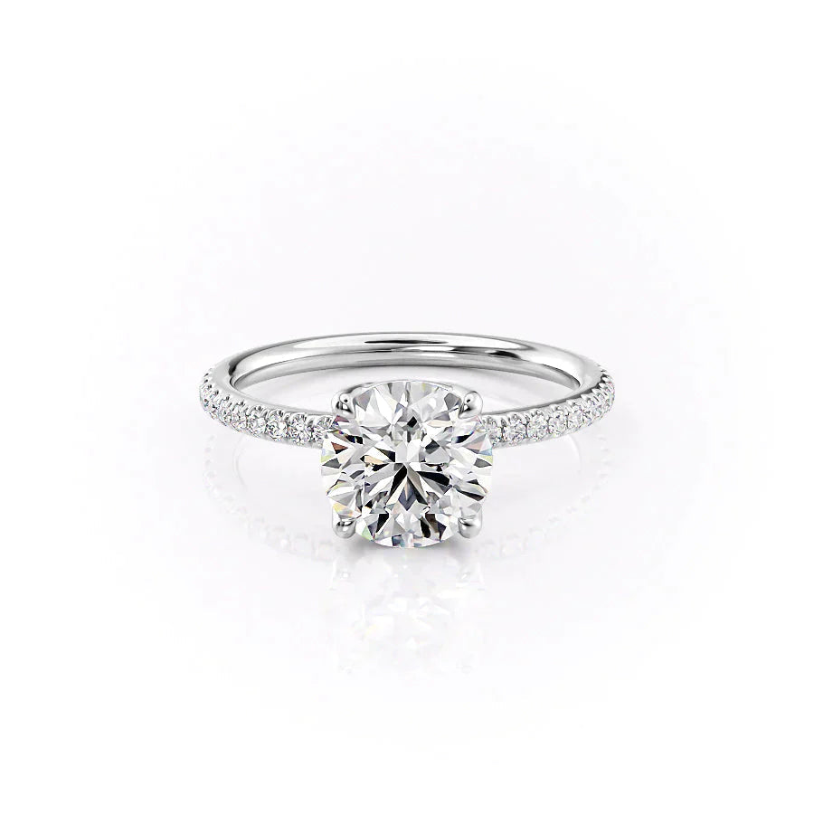 The Pave Alison Set With A 3 Carat Round 18K White Gold Lab Diamond