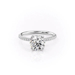The Pave Alison Set With A 3 Carat Round 14K White Gold Lab Diamond