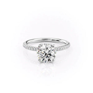 The Pave Alison Set  With A 3.5 Carat Princess 18K White Gold Moissanite