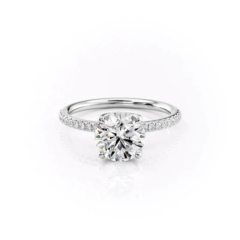 The Pave Alison Set  With A 4.5 Carat Princess 14K White Gold Moissanite