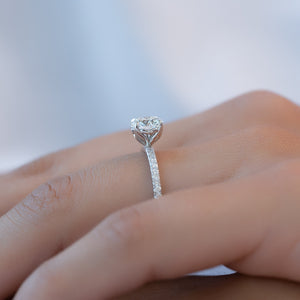 The Pave Alison Set With A 2 Carat Round 18K White Gold Lab Diamond
