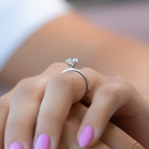The Pave Alison Set With A 1.5 Carat Round 14K White Gold Lab Diamond