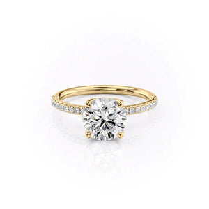 The Pave Alison Set With A 2.5 Carat Round 18K Yellow Gold Lab Diamond